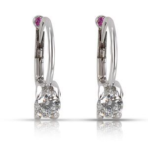 Roberto Coin Cento White Gold Diamond C Profile Wire Earrings 0.50ctw